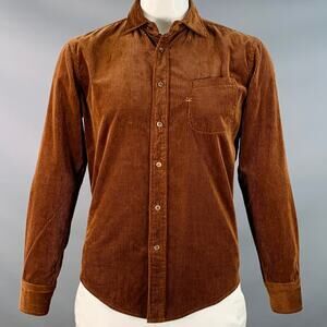 45rpm Size XL Brown Corduroy Cotton One Pocket Long Sleeve Shirt